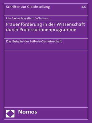 cover image of Frauenförderung in der Wissenschaft durch Professorinnenprogramme